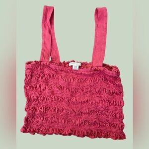 American Eagle Outfitters Pink Ruffled Crop Top
